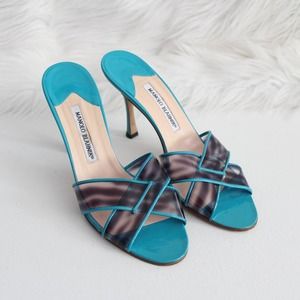 Manolo Blahnik Teal Mule High Heels Size 39
